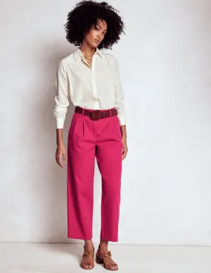 Bloomsbury Cotton Trousers-Bright Cherry easy care fabric