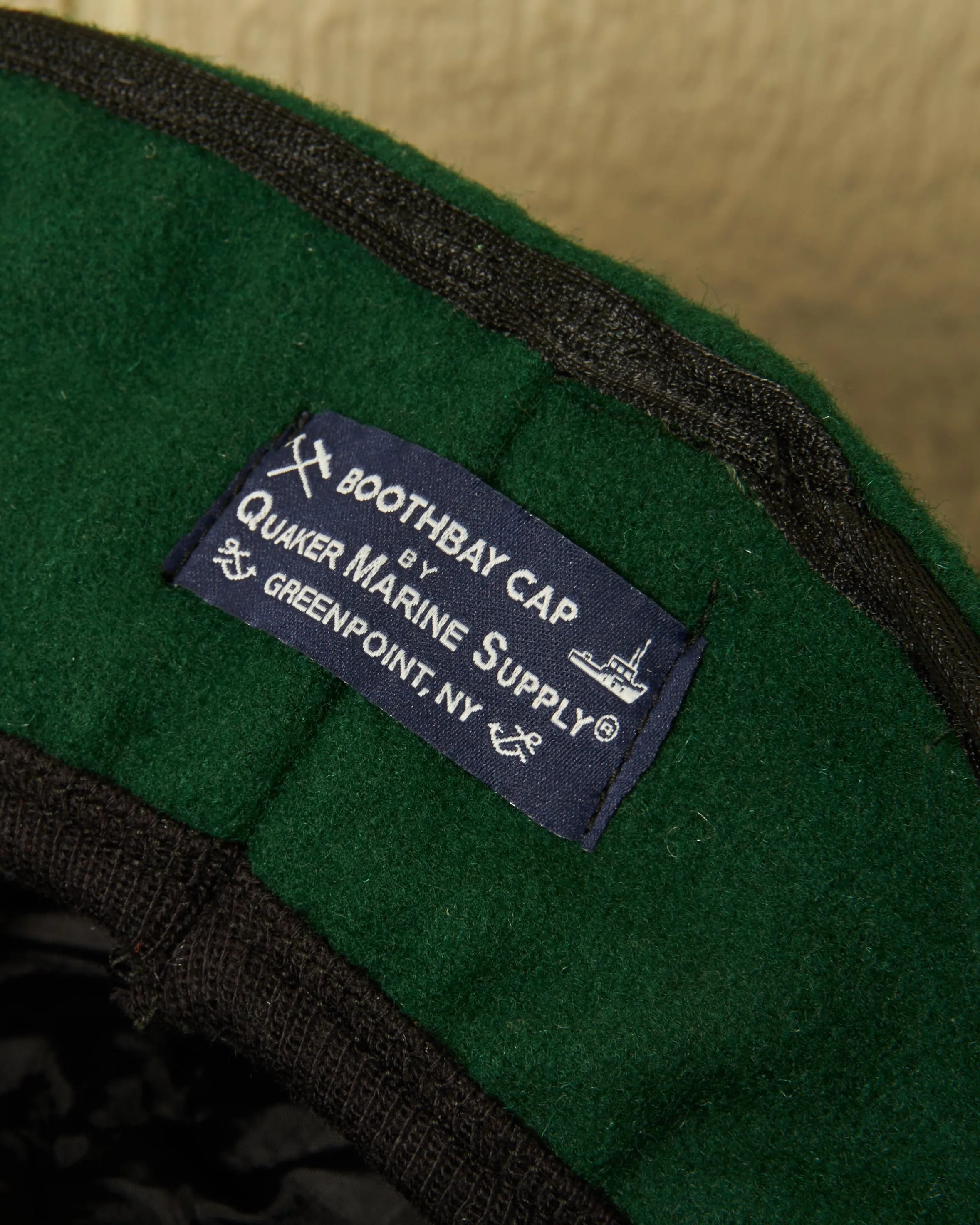 Boothbay Cap in Green Melton Wool edgy touch