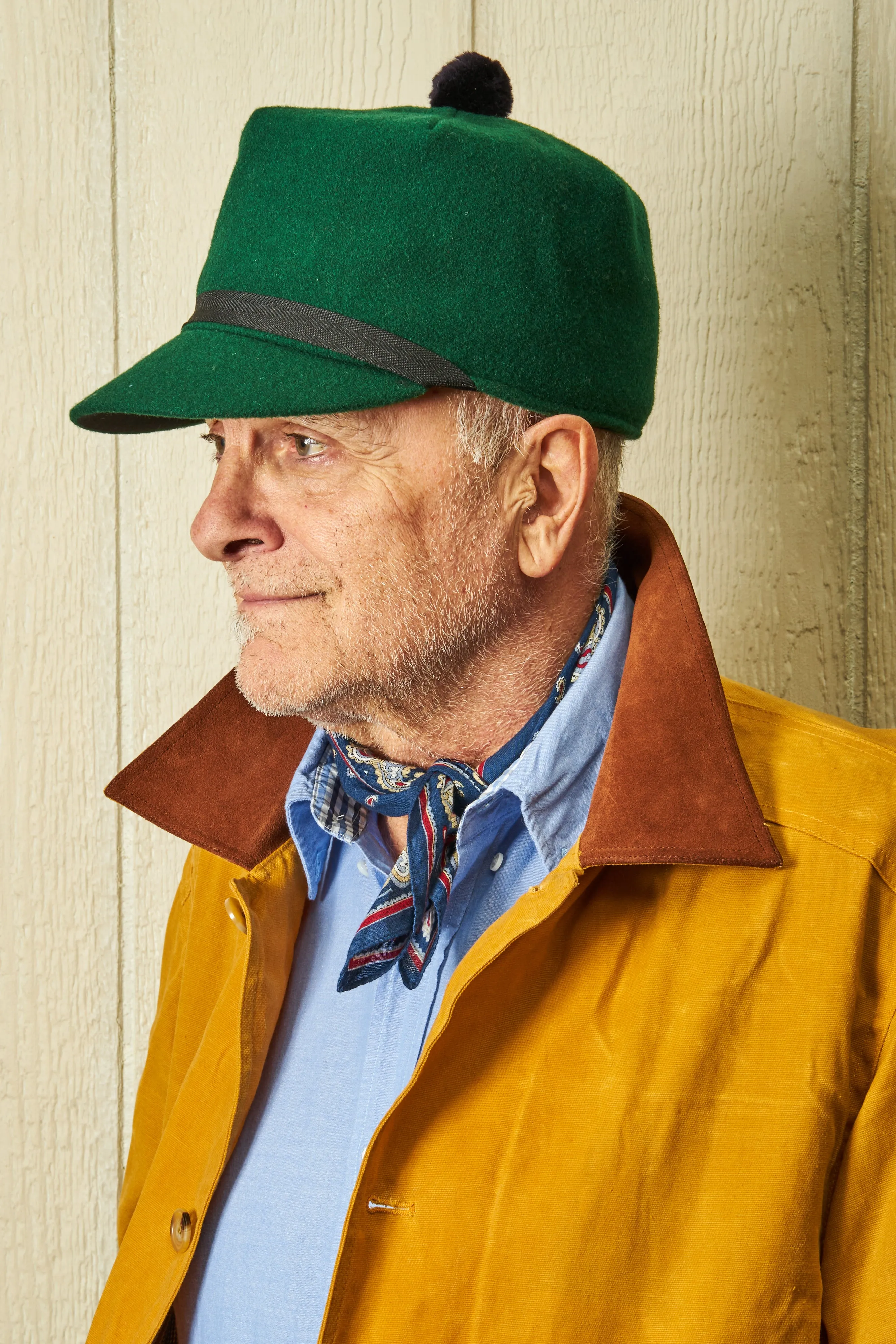 Boothbay Cap in Green Melton Wool clean line