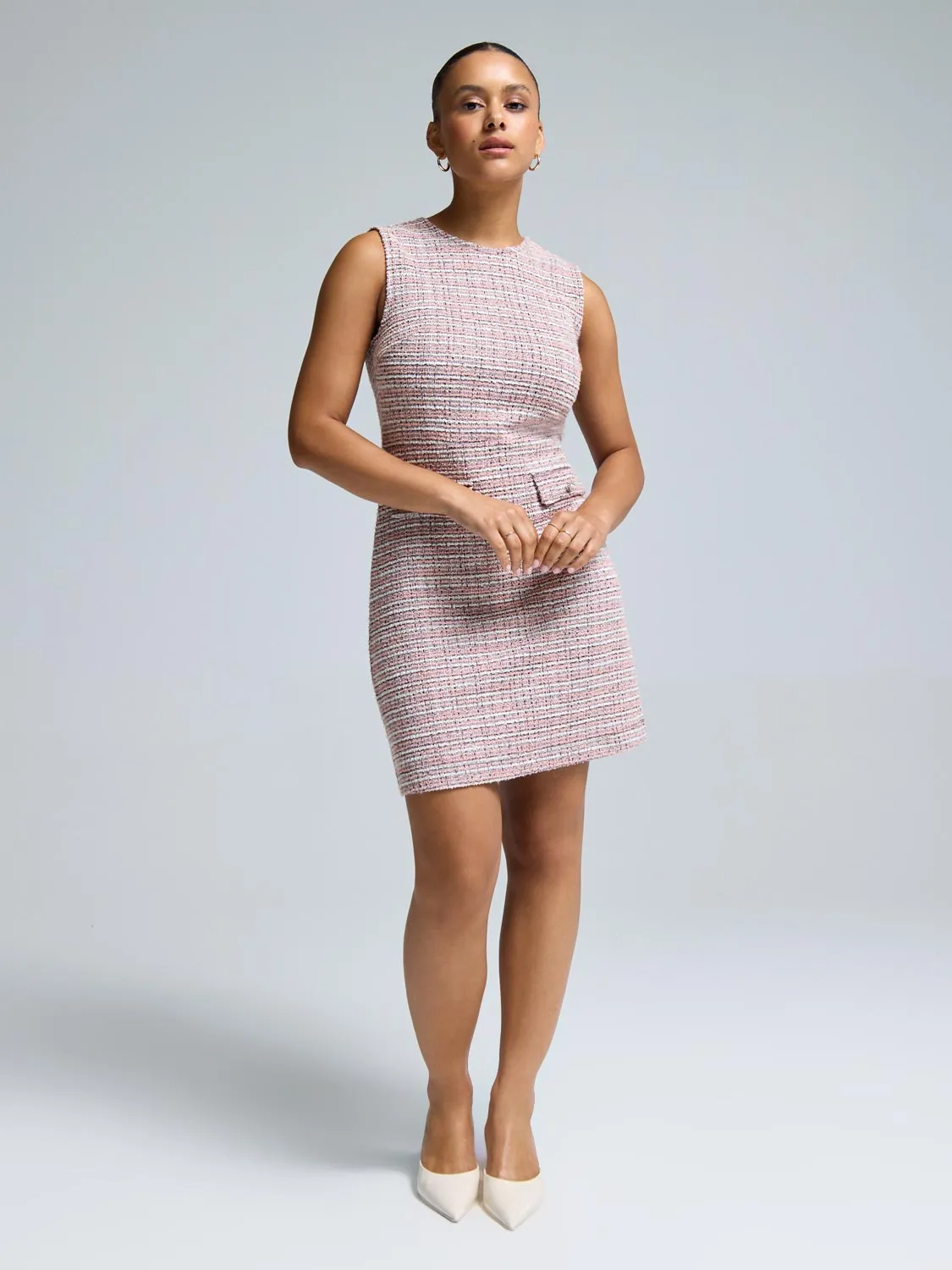 Boucl A-Line Mini Dress subtle embroidery