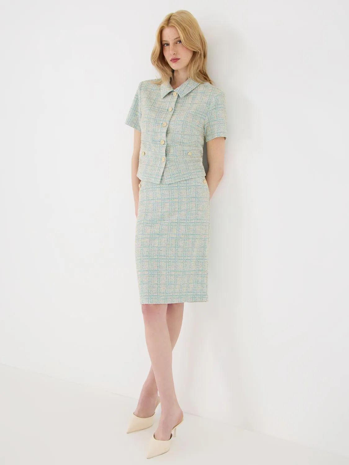 Boucle Pencil Skirt high stretch