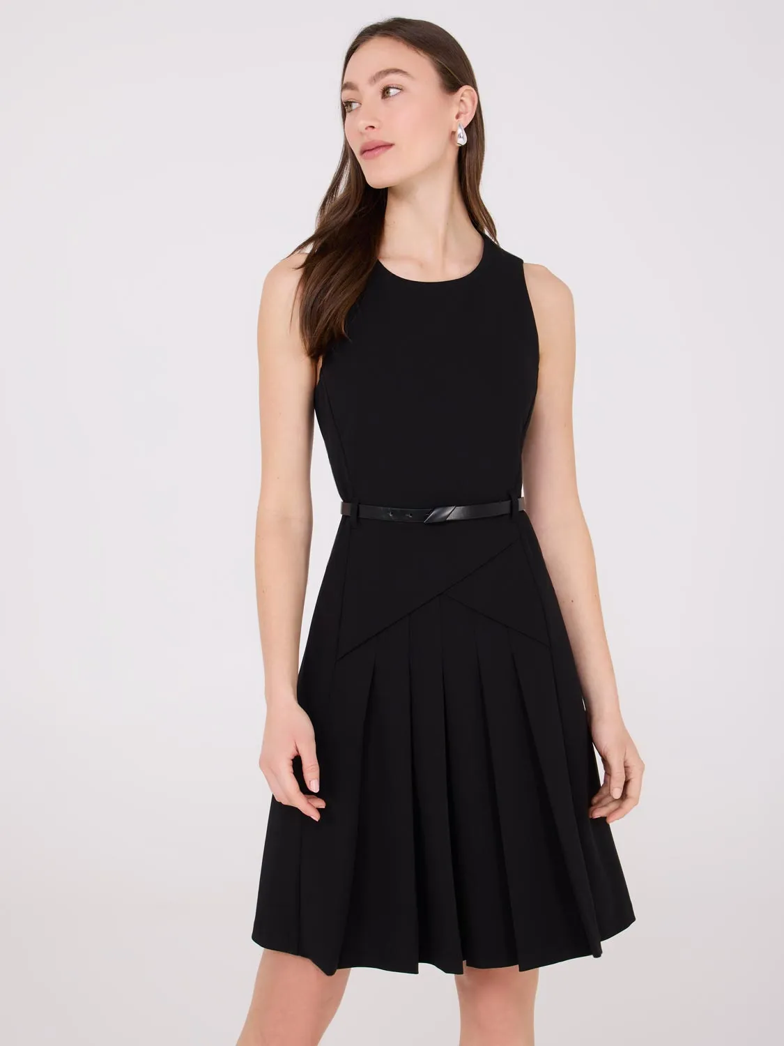 Box Pleat Crepe Mini Dress varied models