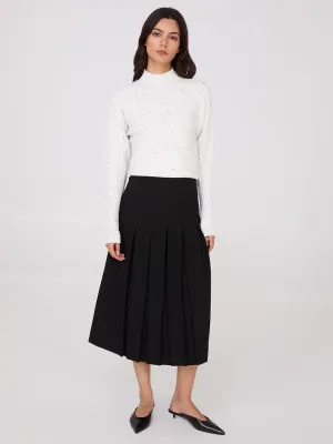 Box Pleat Midi Skirt easy elegance