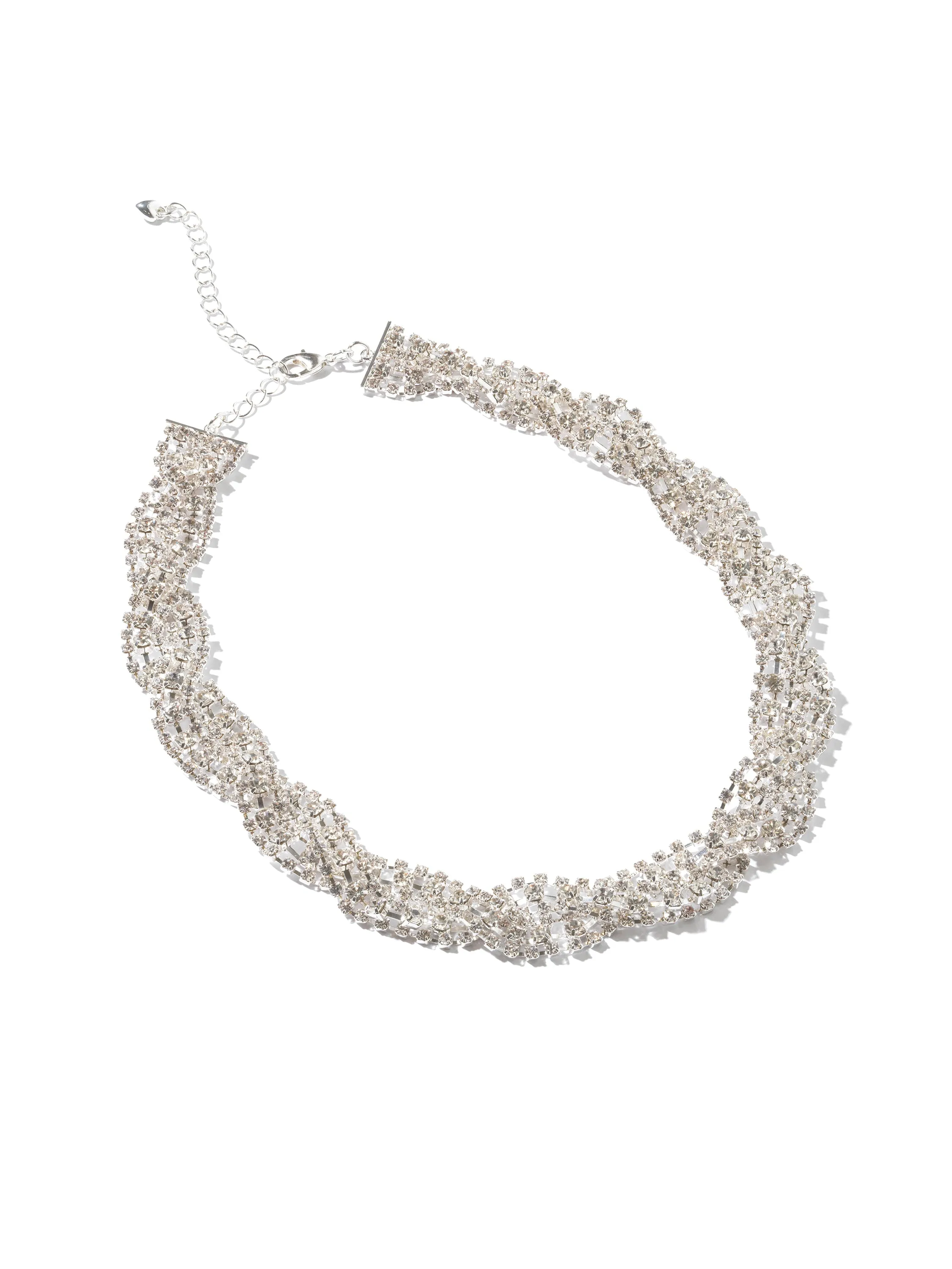 Braided Rhinestone Necklace casual trend