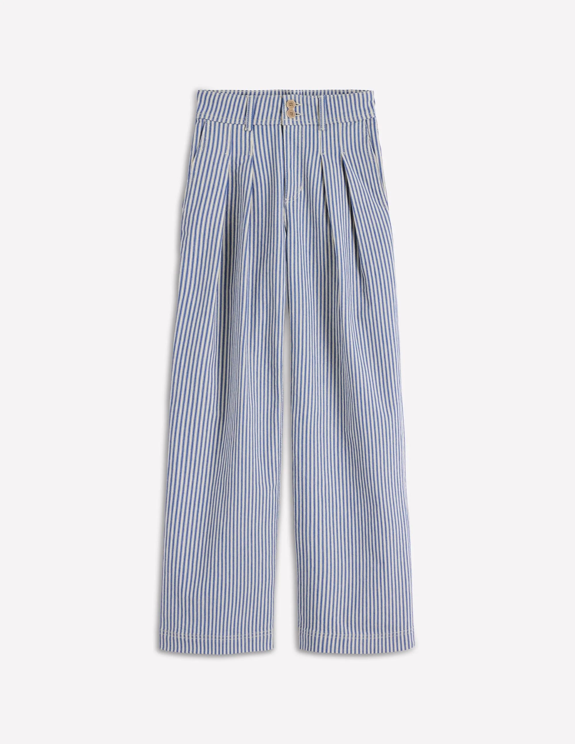 Brompton Wide Leg Trousers-Blue Stripe casual cool