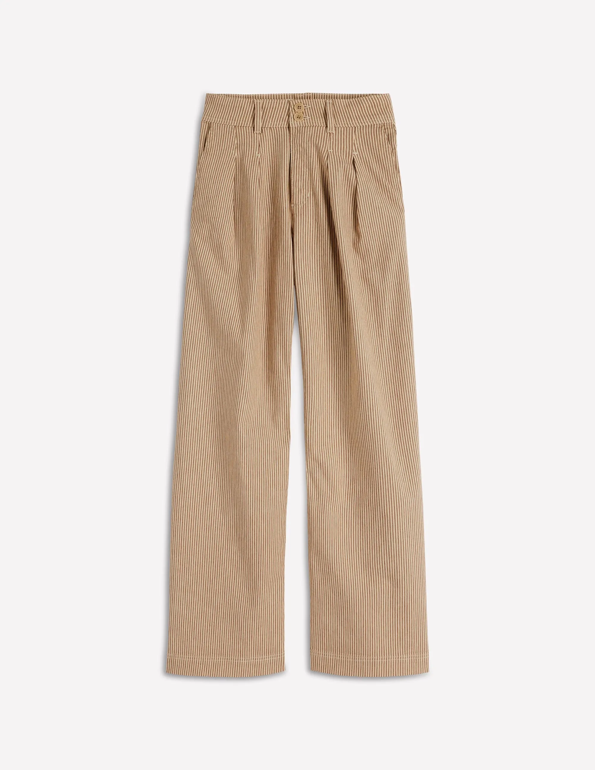 Brompton Wide Leg Trousers-Tan and Ecru Stripe petite fit