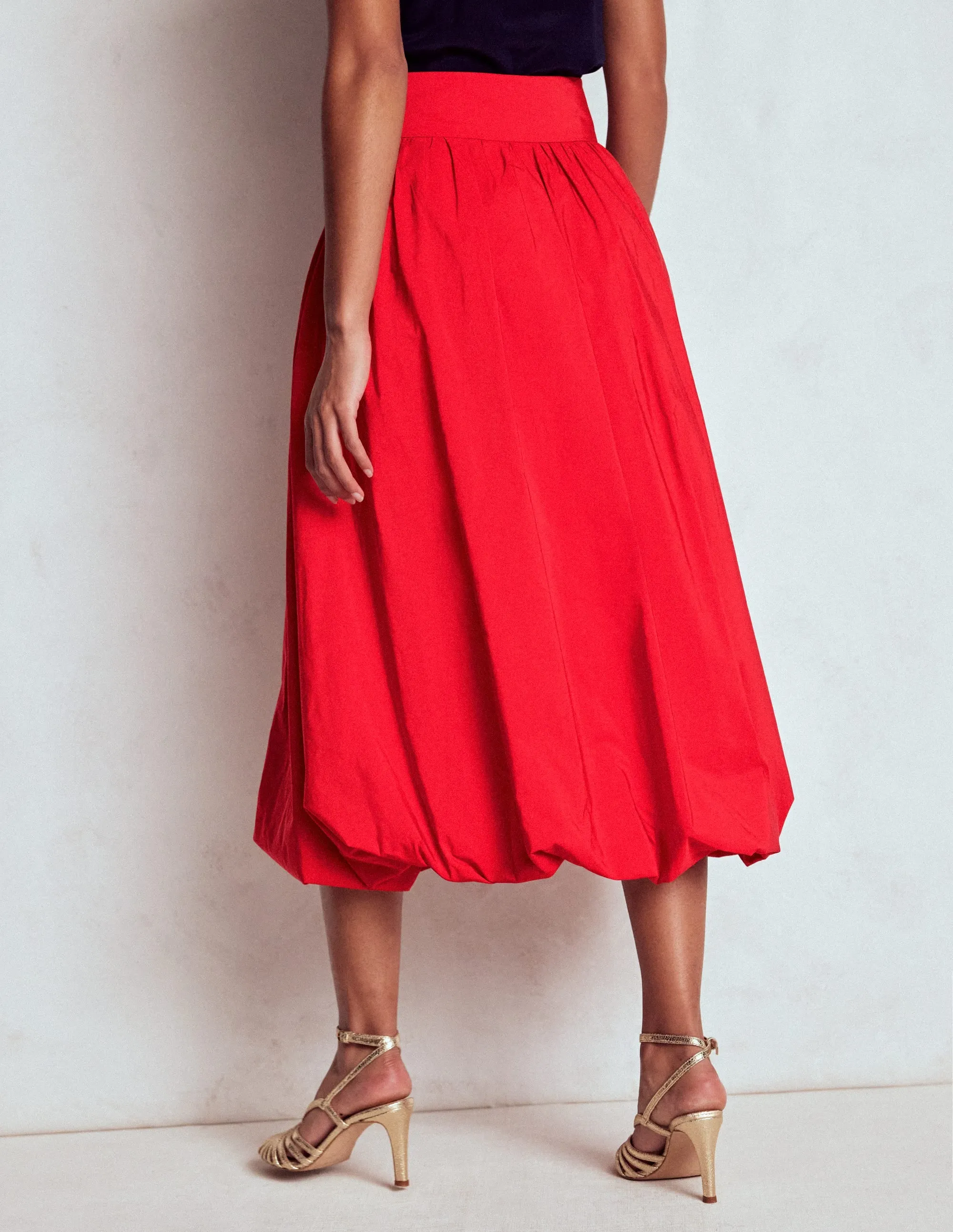 Bubble Hem Midi Skirt-Poppy Red endless vibe