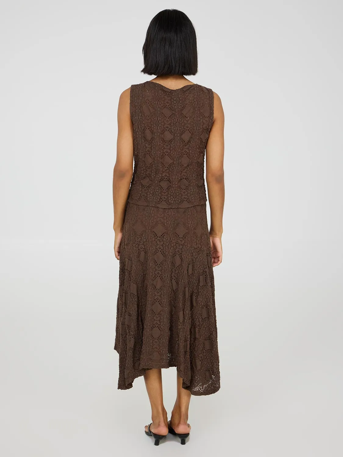 Bubble Lace Asymmetric Midi Skirt quick wear
