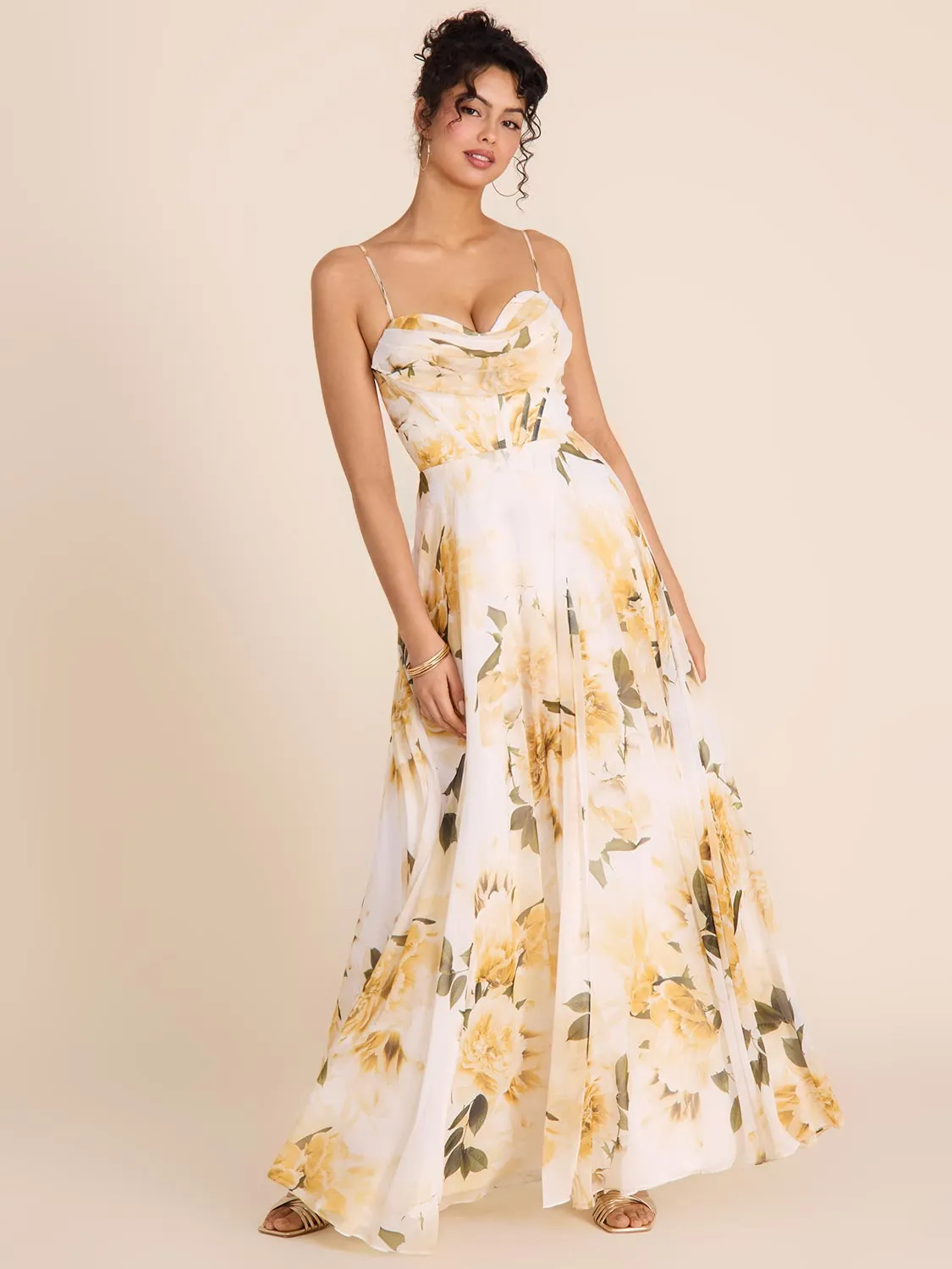 Bustier Floral Chiffon Gown sexy elegance