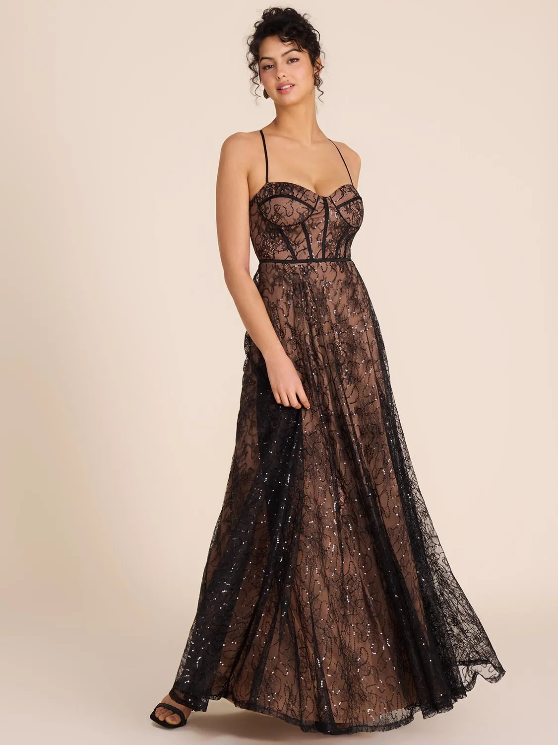 Bustier Lace & Sequin Gown ladylike charm