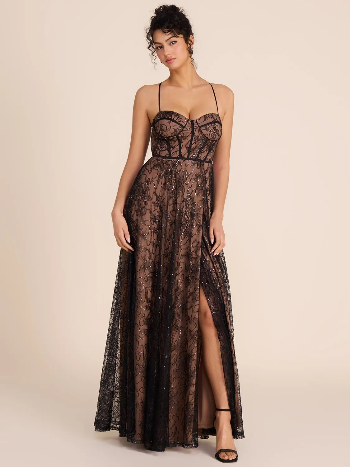 Bustier Lace & Sequin Gown emotional share