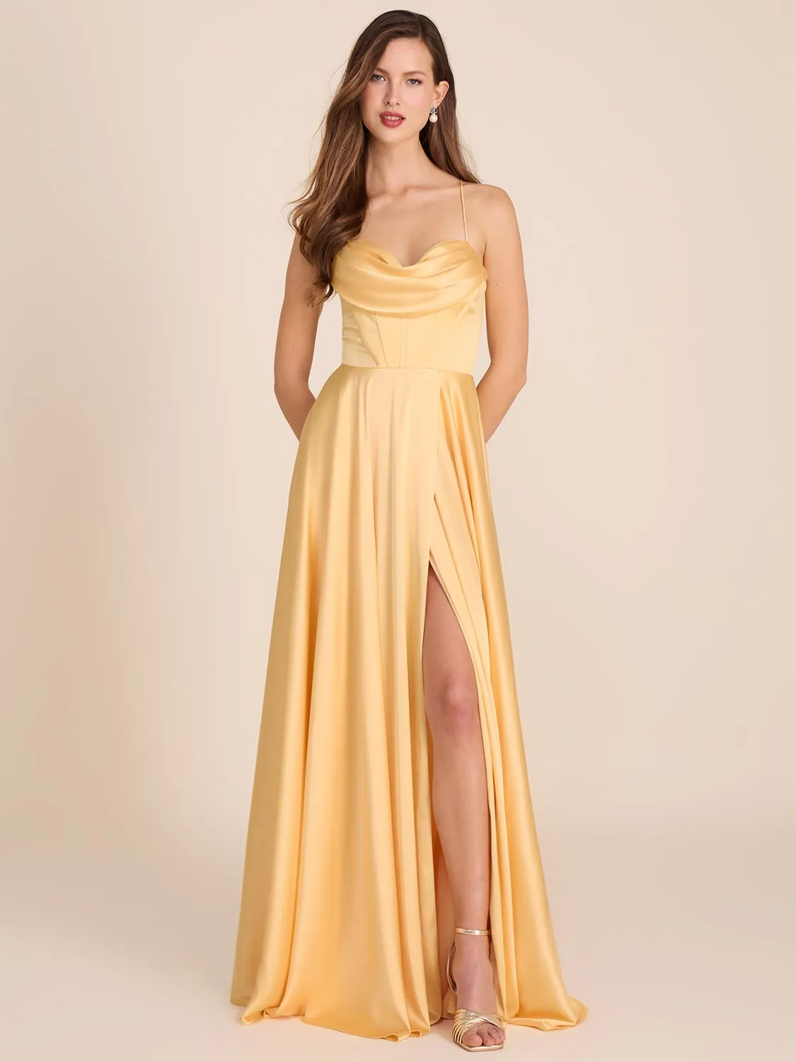 Bustier Satin Gown blended fabric