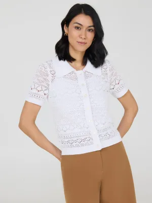 Button-Up Cotton Crochet Top Stay Simple