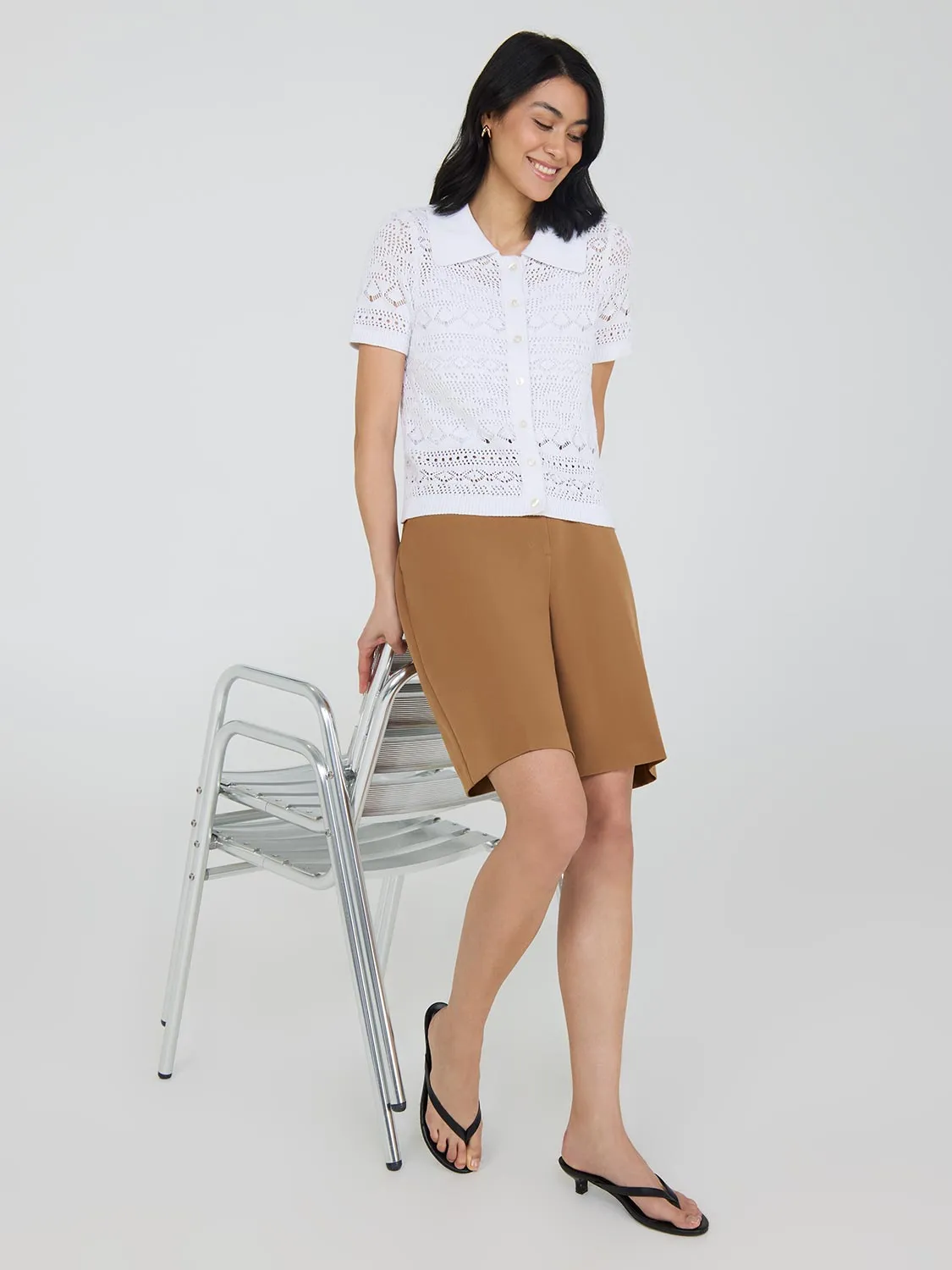 Button-Up Cotton Crochet Top Fresh Picks