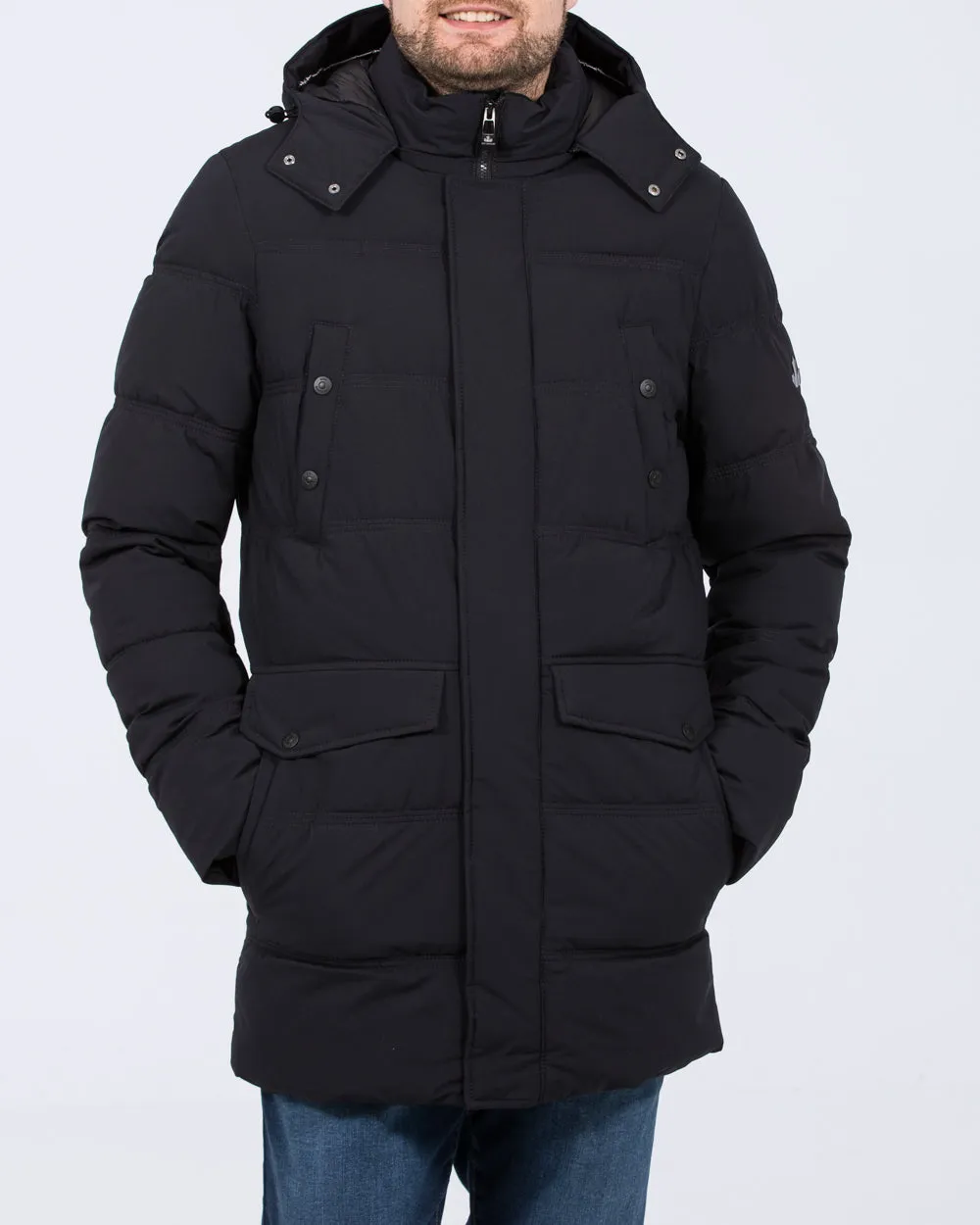 Cabano Tall Waterproof Padded Jacket (navy) minimalist stormwear