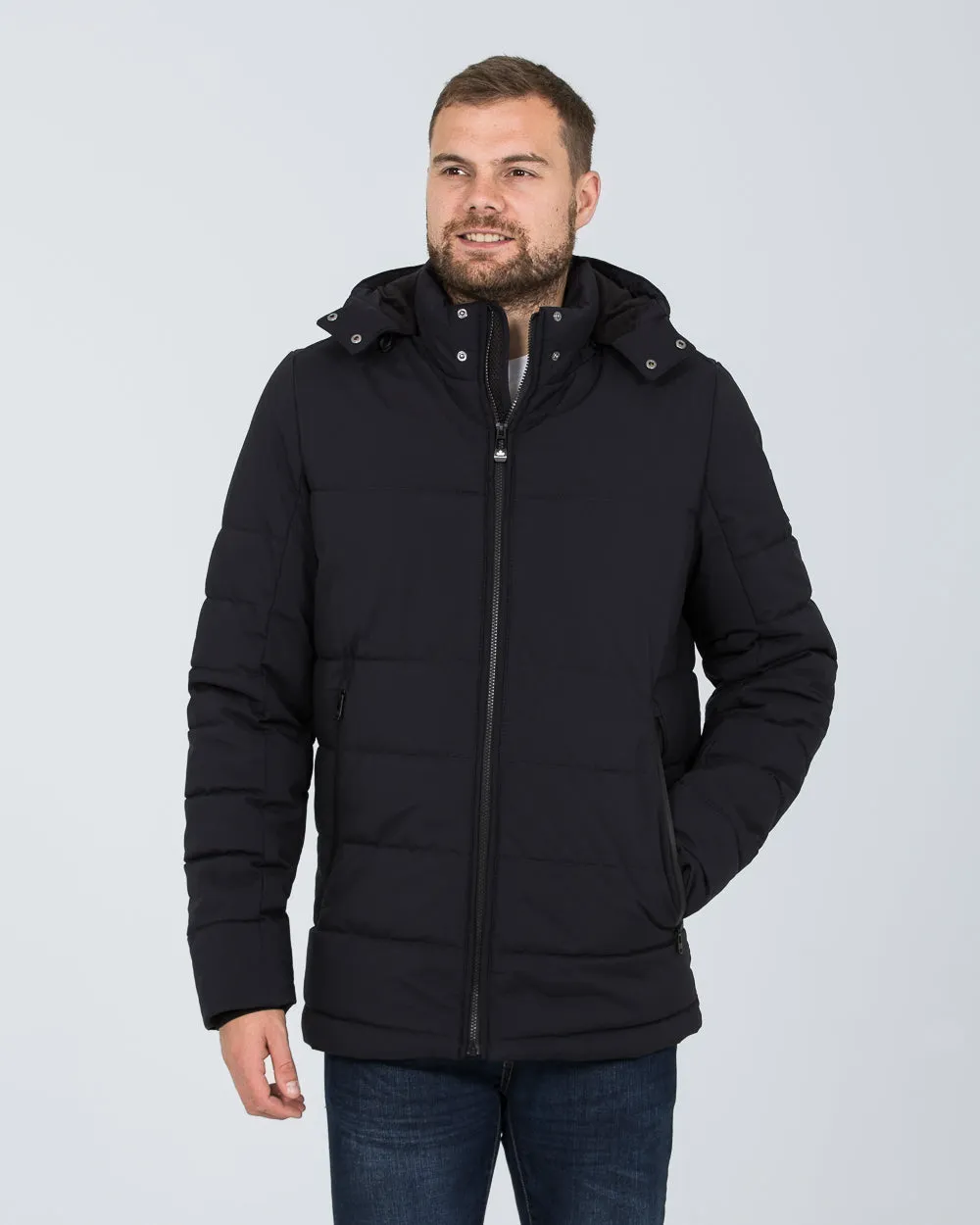 Cabano Tall Waterproof Puffer Jacket (navy) winter minimalist look