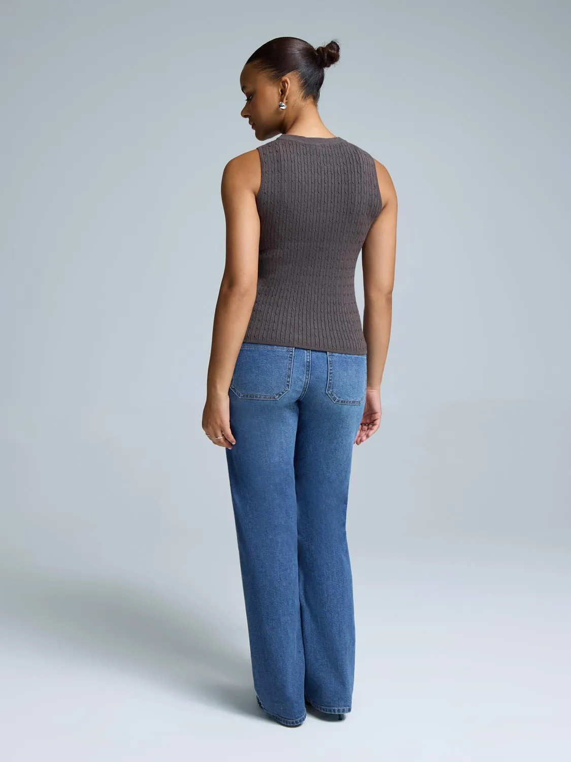 Cable Knit Sleeveless Sweater warm weather