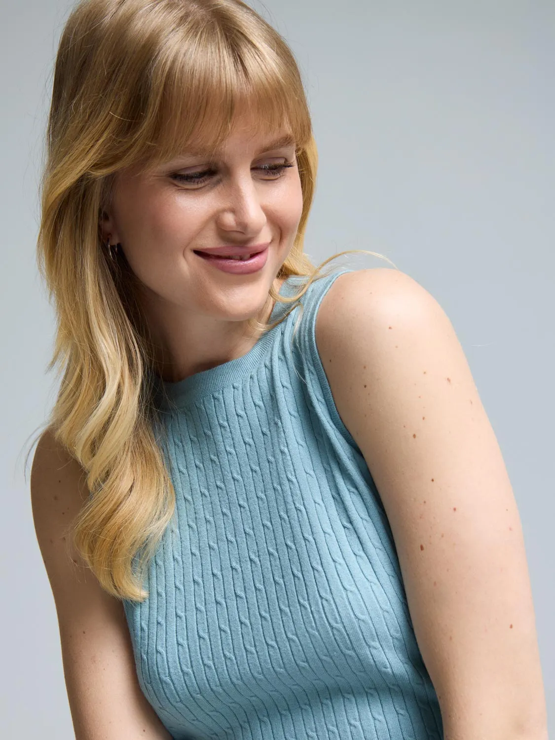 Cable Knit Sleeveless Sweater morning rush