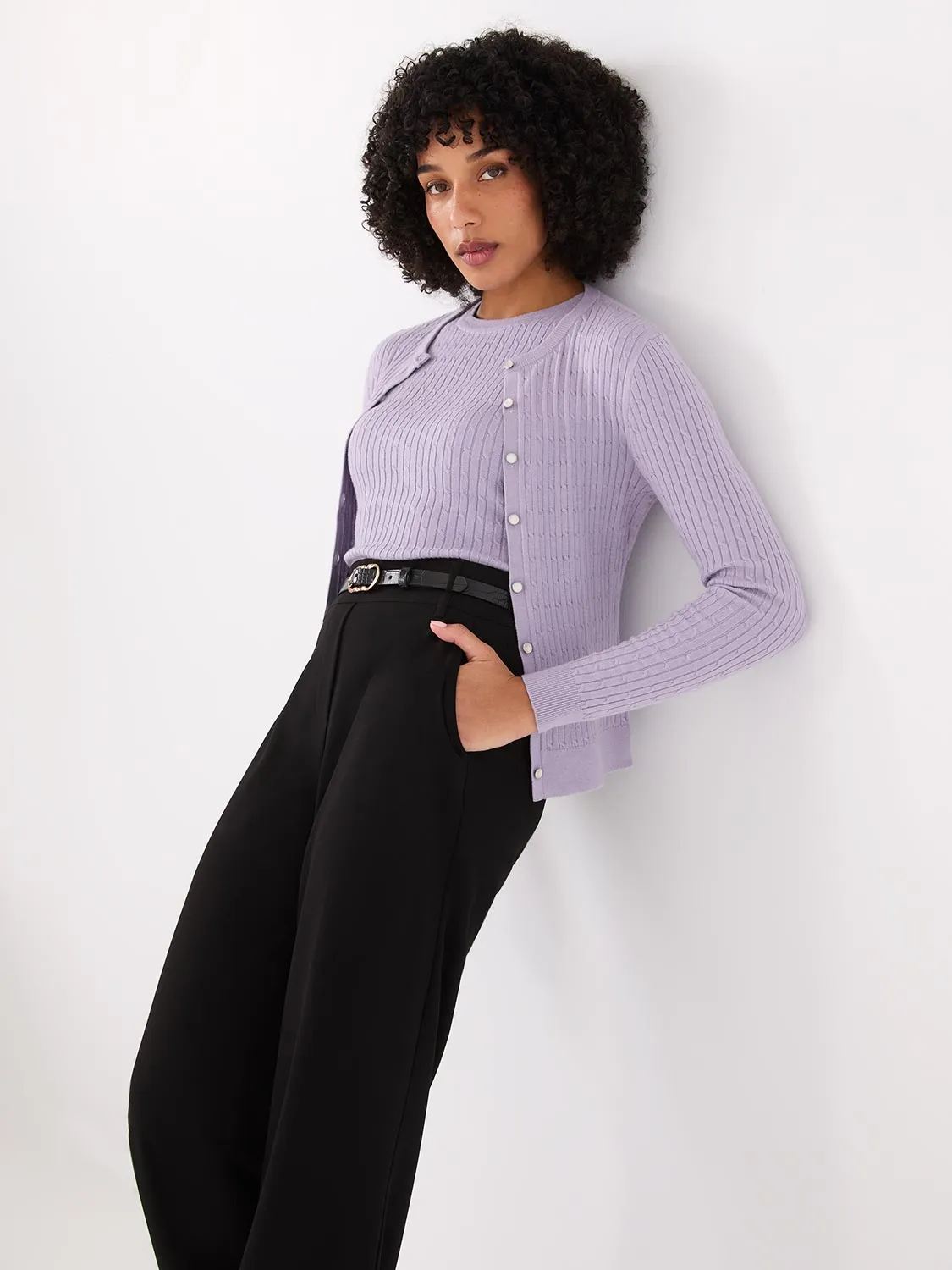 Cable Knit Sleeveless Sweater clean lines