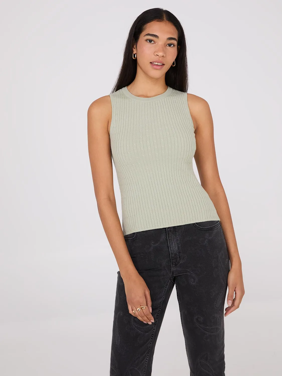 Cable Knit Sleeveless Sweater breezy comfort
