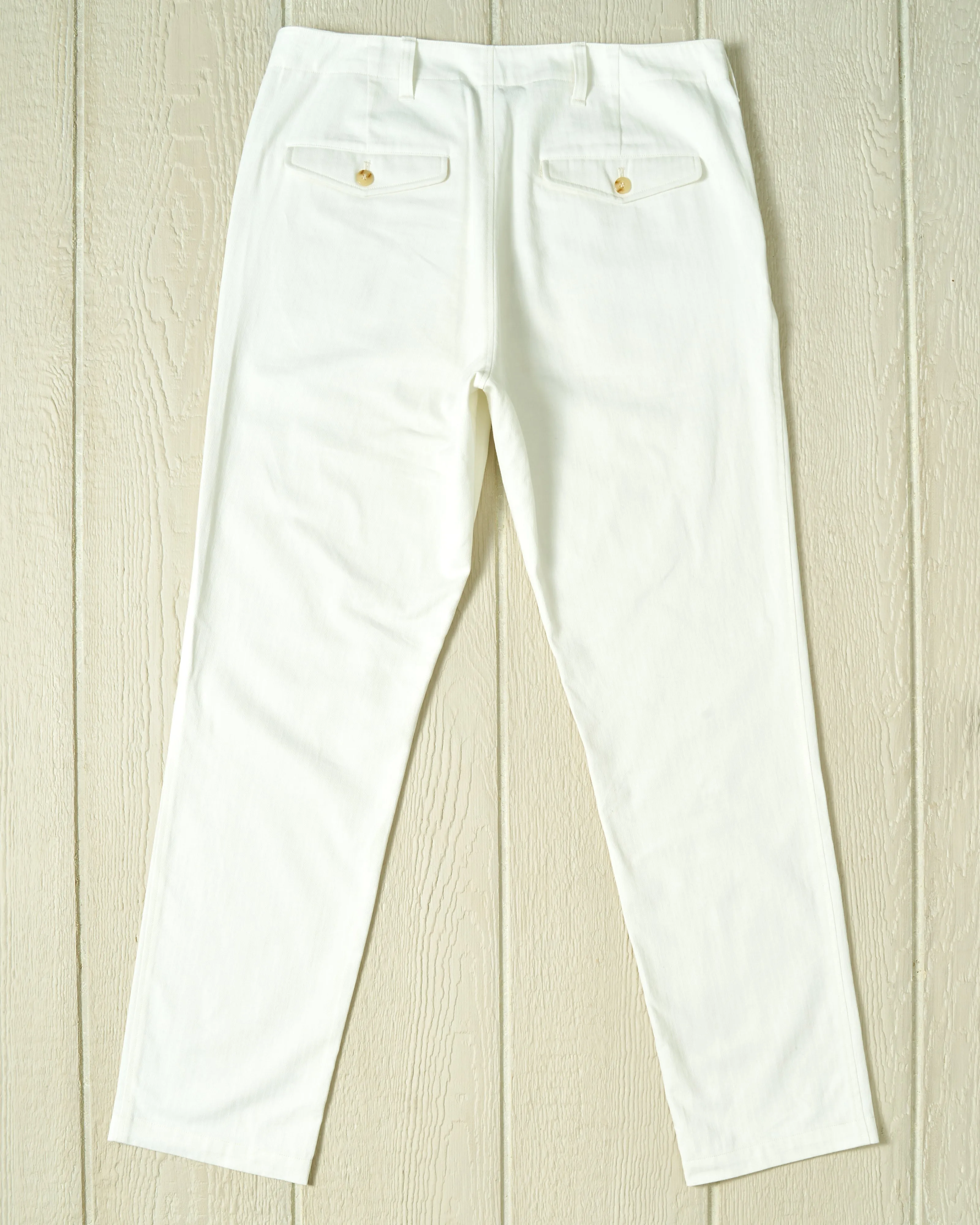Camden Pant in White Herringbone Twill premium fabric