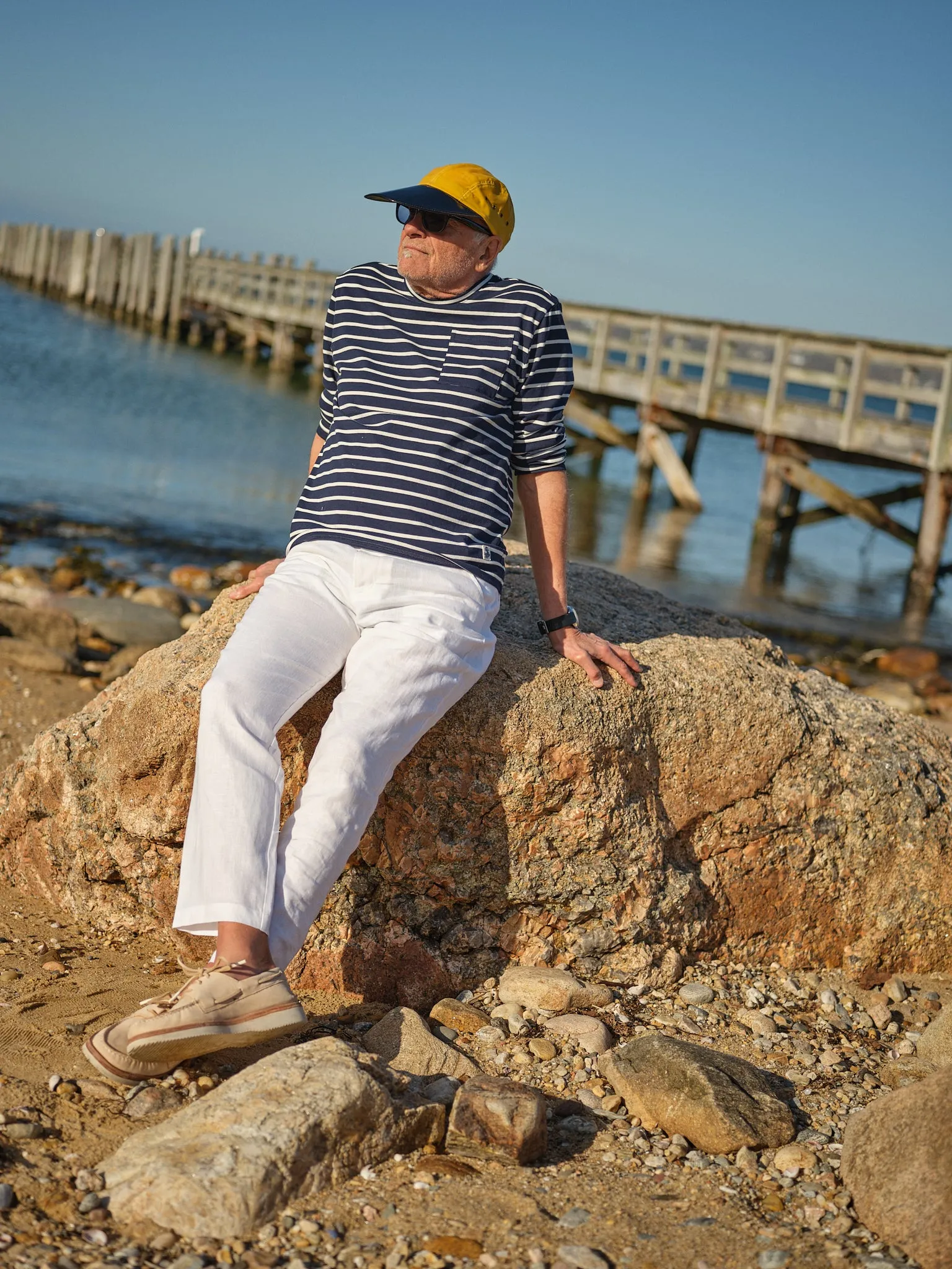 Camden Pant in White Linen adjustable fit