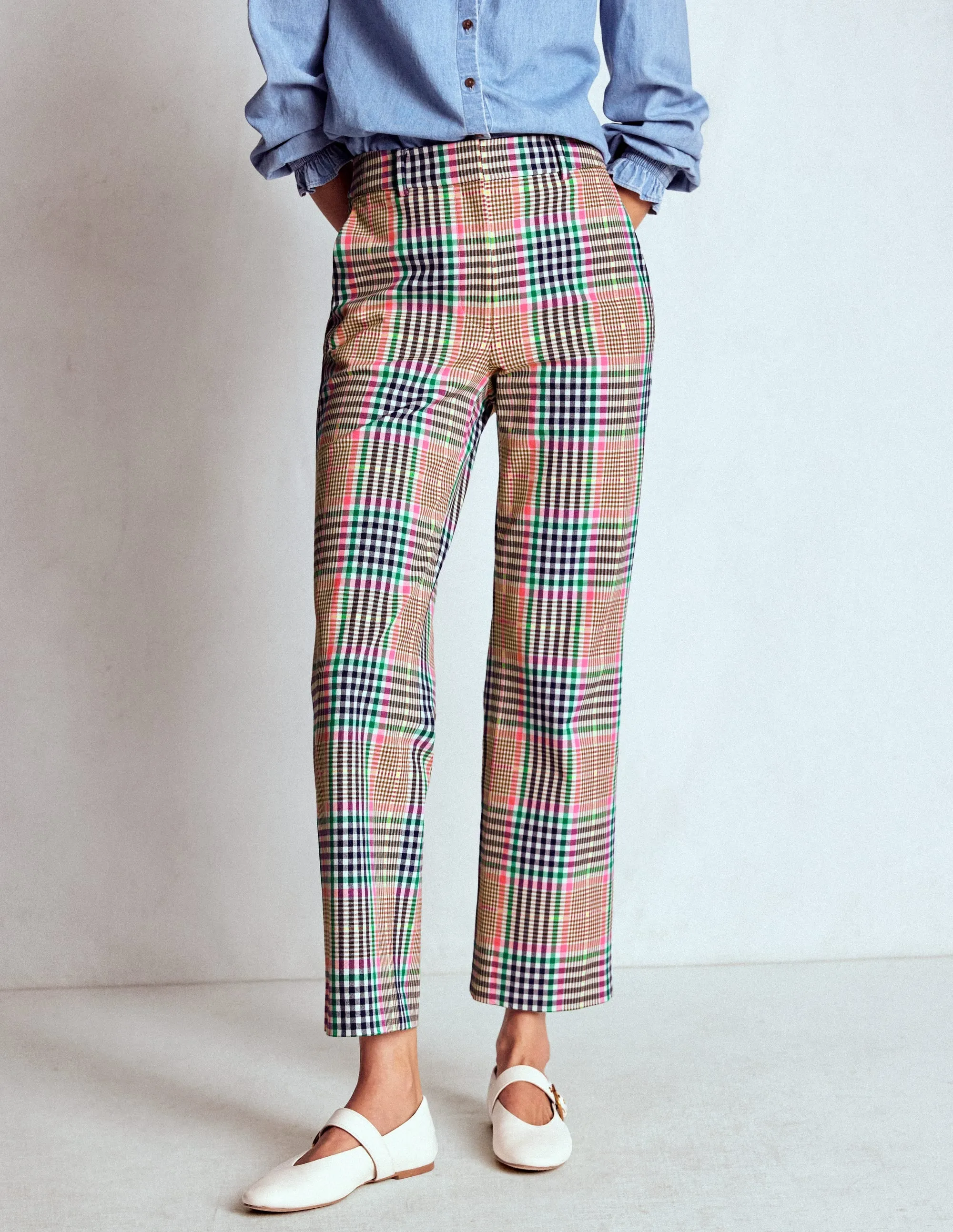 Canonbury Tailored Trousers-Brown,Rose Pink and Navy Check study sessions