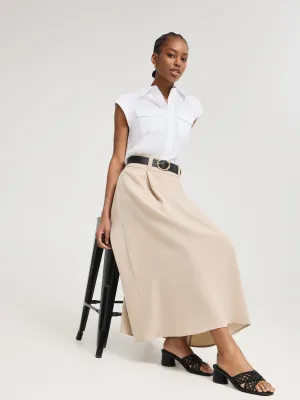 Cap Sleeve Button-Front Blouse timeless cut