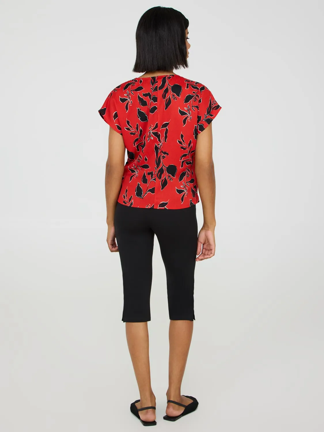 Cap Sleeve Floral Wrap Top On Trend