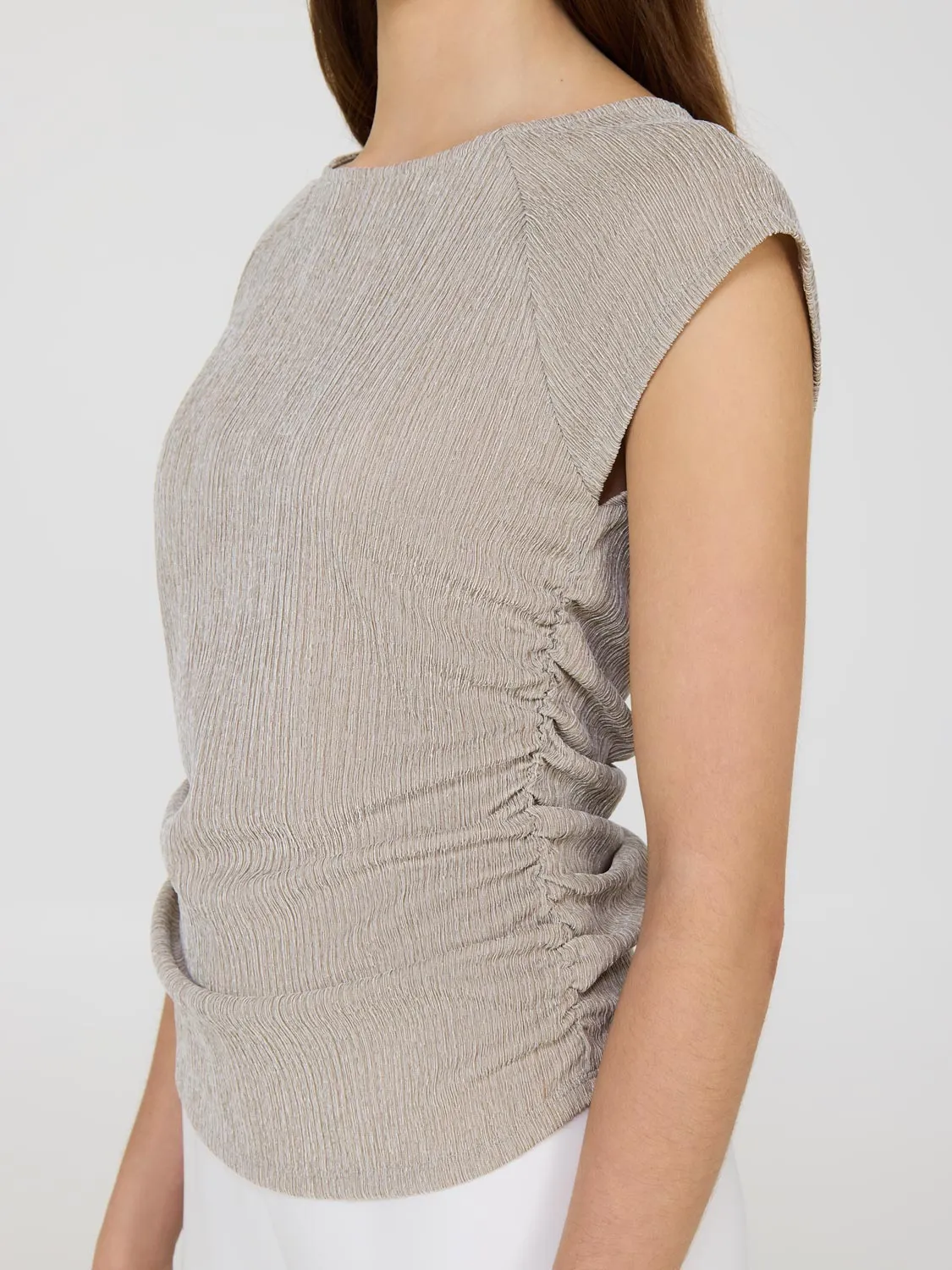 Cap Sleeve Ruched Top Minimal Look