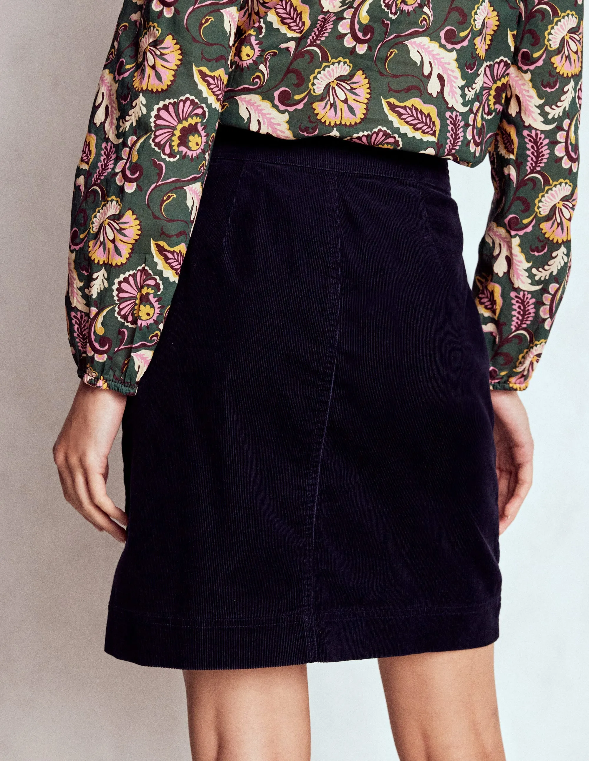 Cecelia Cord Skirt-Navy lightweight airy