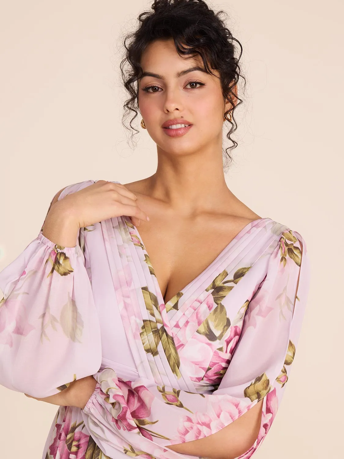 Chiffon Floral Gown high waist