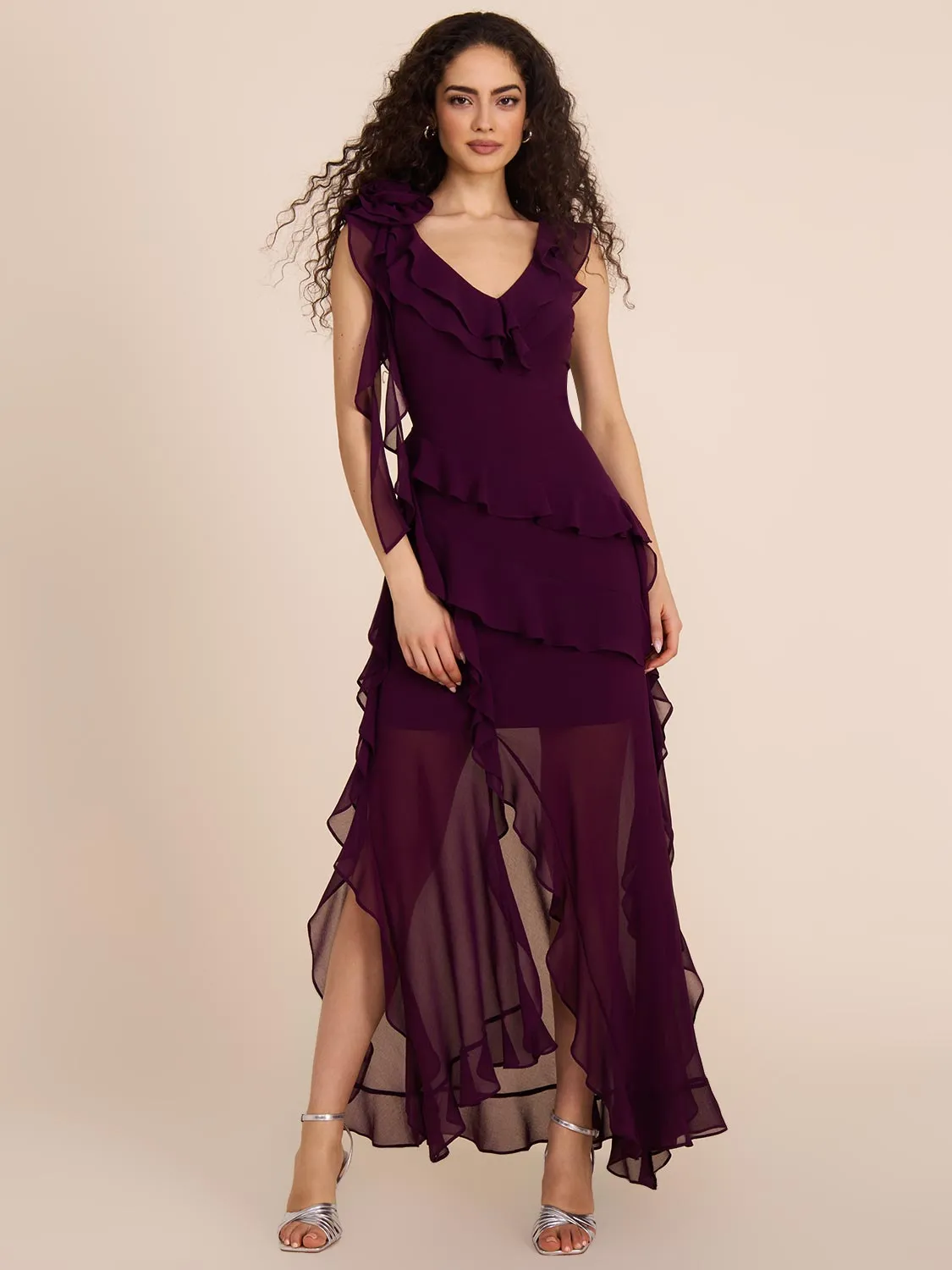 Chiffon Gown With Tiered Ruffles parent-child