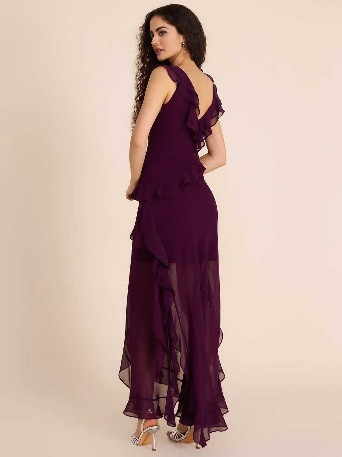 Chiffon Gown With Tiered Ruffles prom dress