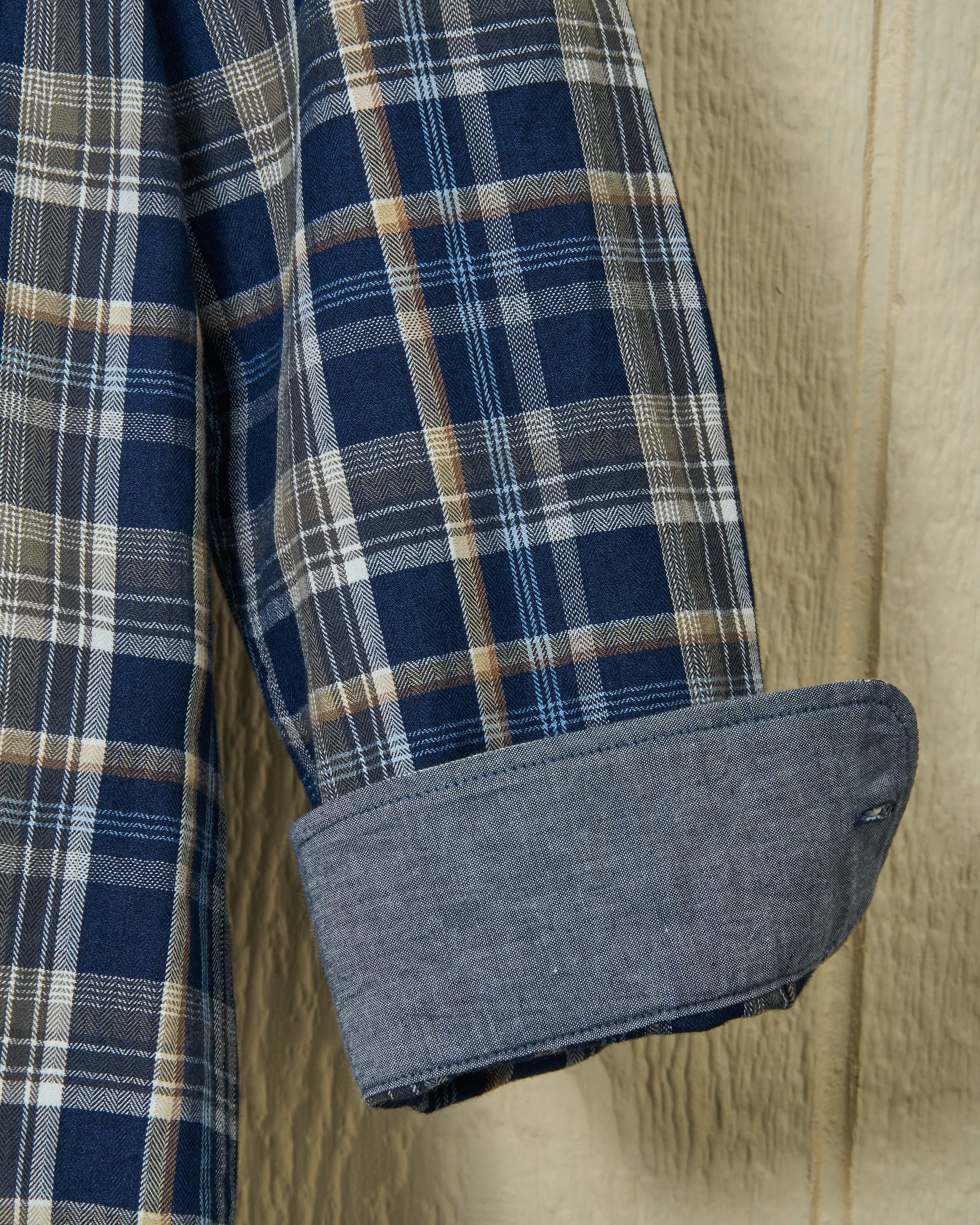 Chore Shirt in Navy/Chestnut Herringbone Retro Mood