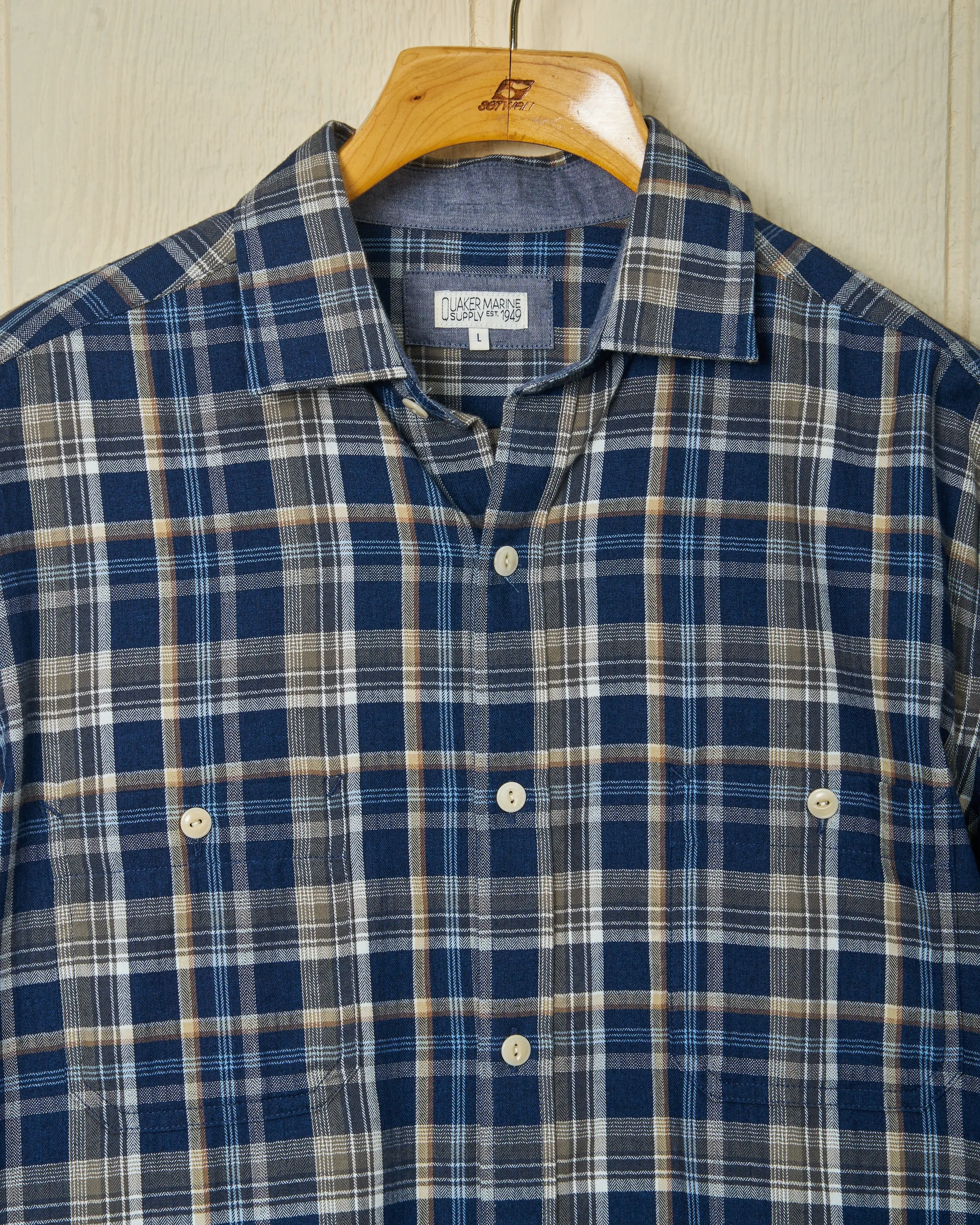 Chore Shirt in Navy/Chestnut Herringbone Outer Ease