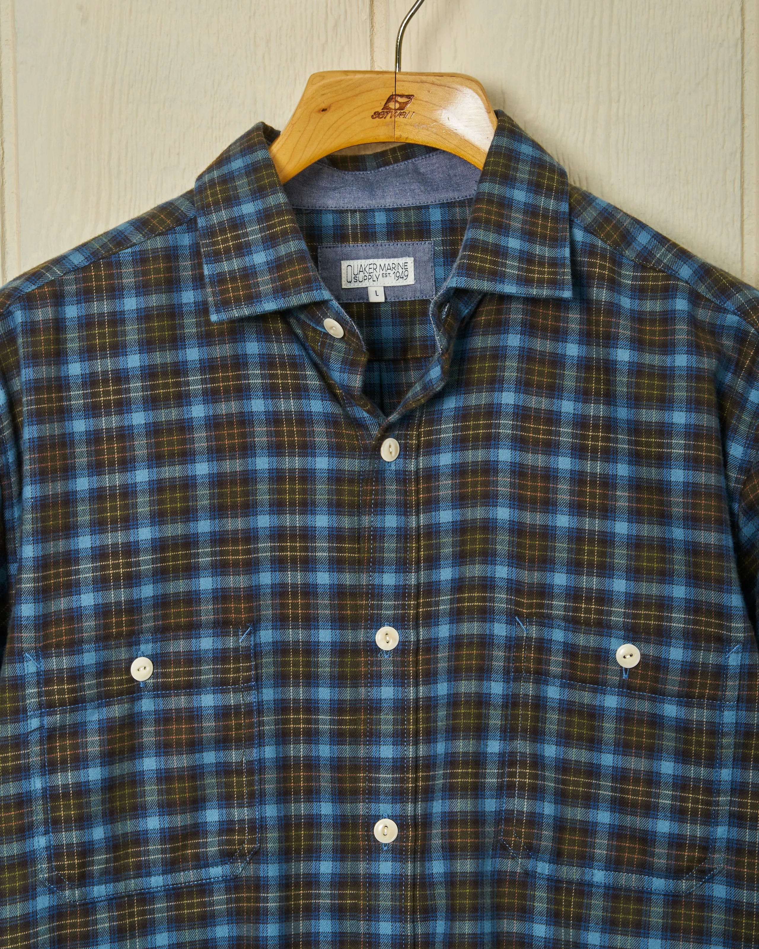 Chore Shirt in Olive/Denim Heather Neat Touch