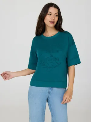Cloud Fleece Short Drop Shoulder Embossed Sweatshirt Explore More