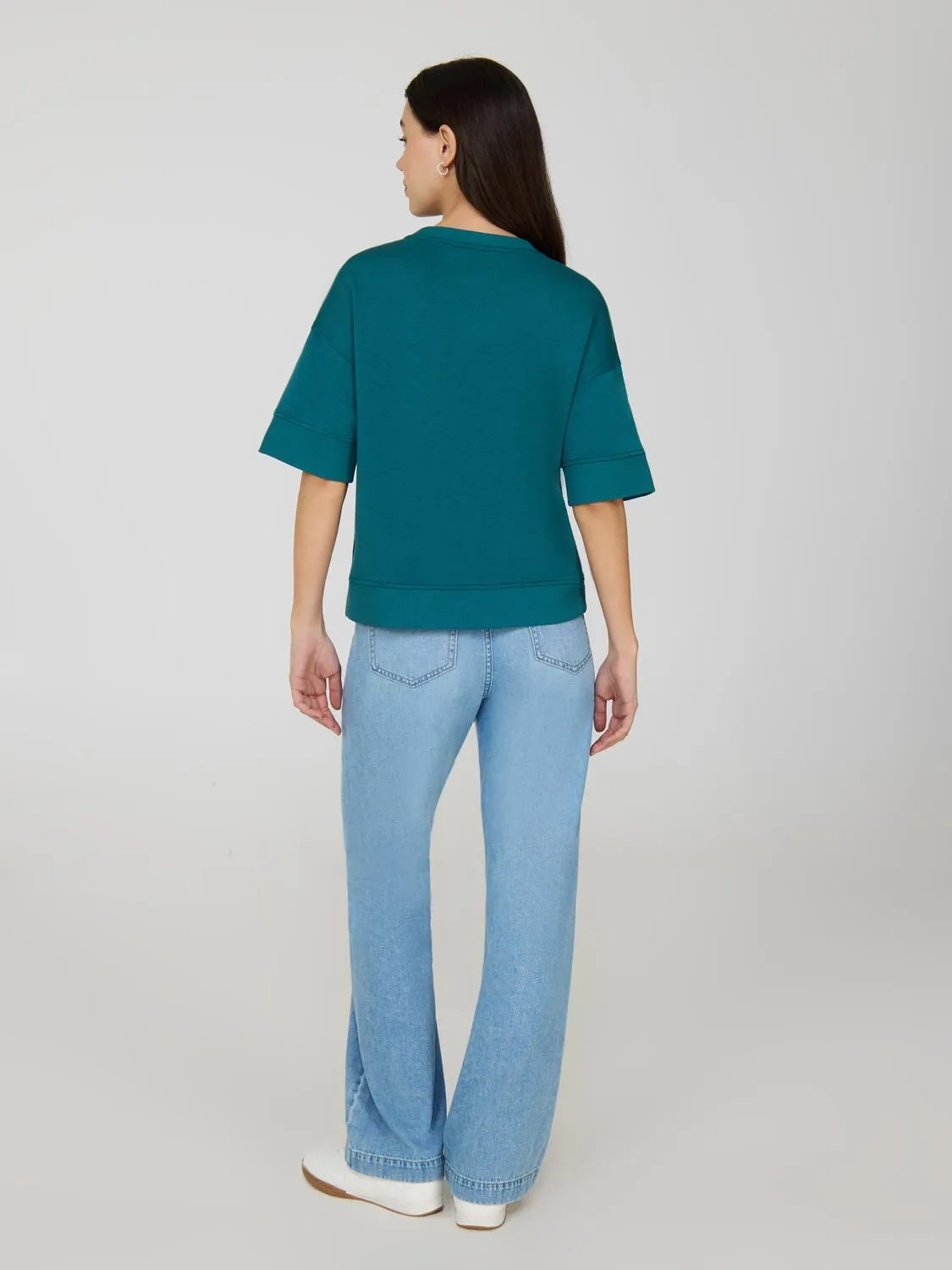 Cloud Fleece Short Drop Shoulder Embossed Sweatshirt Simply Bold