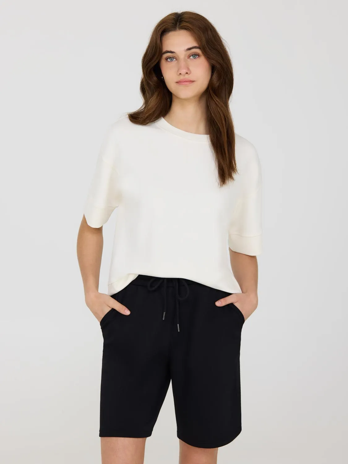 Cloud Fleece Short Drop Shoulder Sweatshirt Day to Night