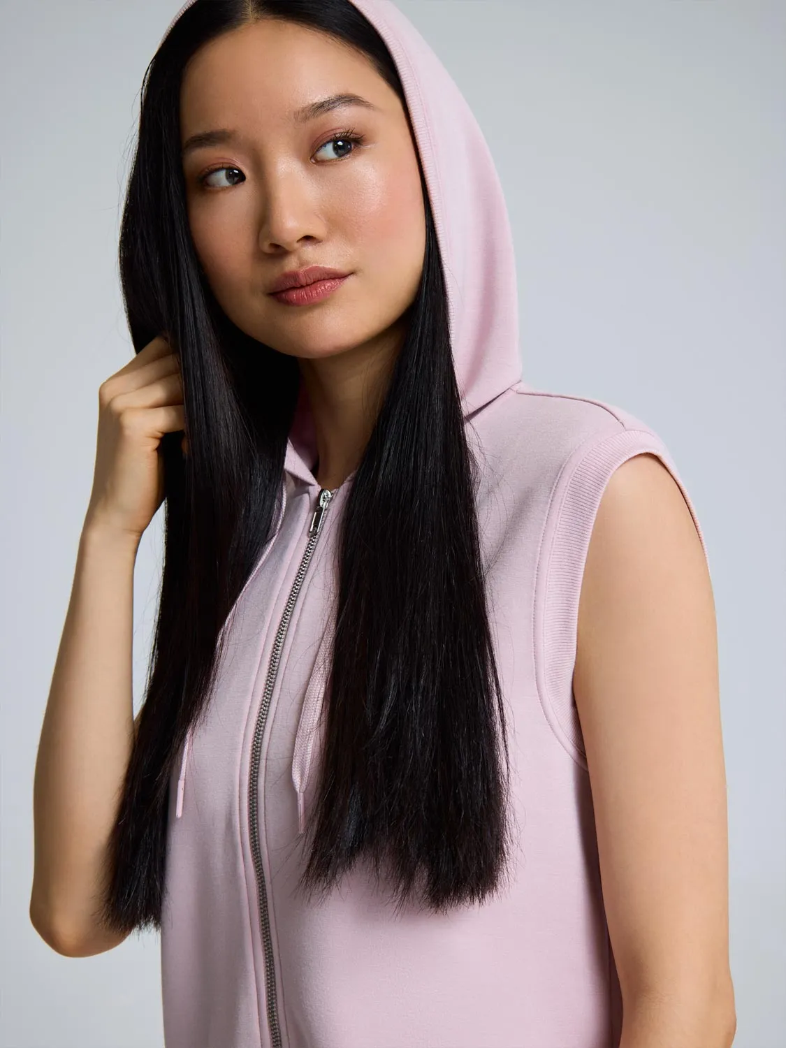 Cloud Fleece Zip-Front Hooded Vest layer ready