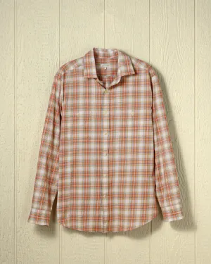 Coastal Cotton Twill Shirt in Coral/Chambray Plaid Easy Move