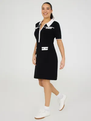 Collared Colour Block Sweater Dress daily commute