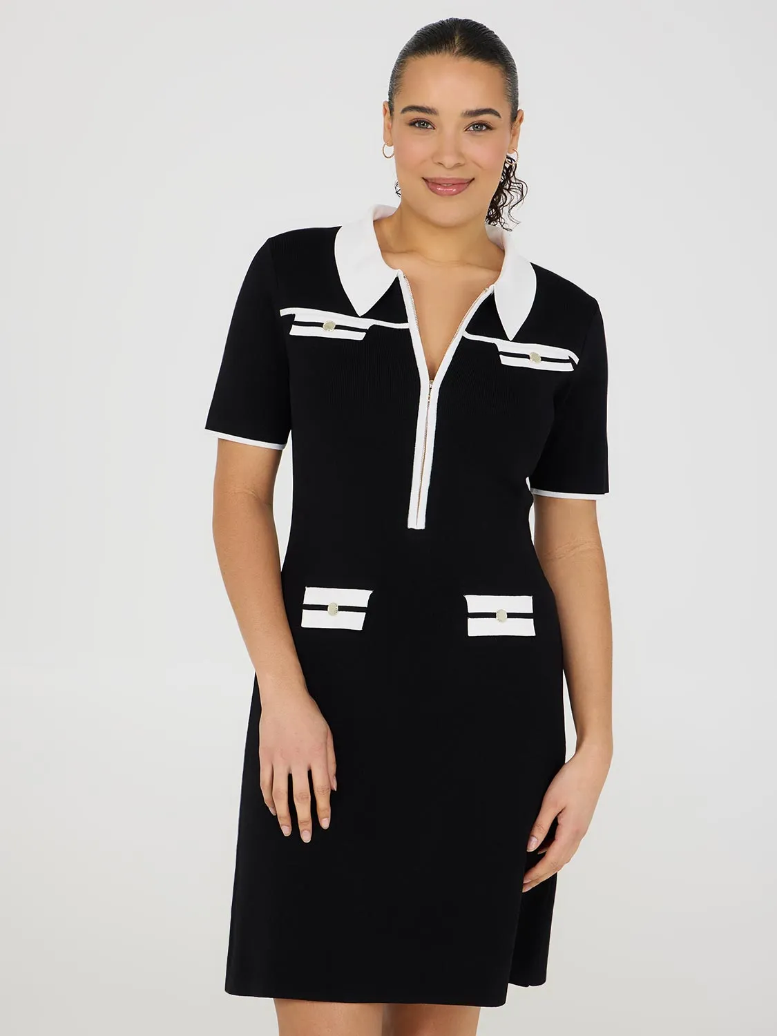 Collared Colour Block Sweater Dress quality assurance
