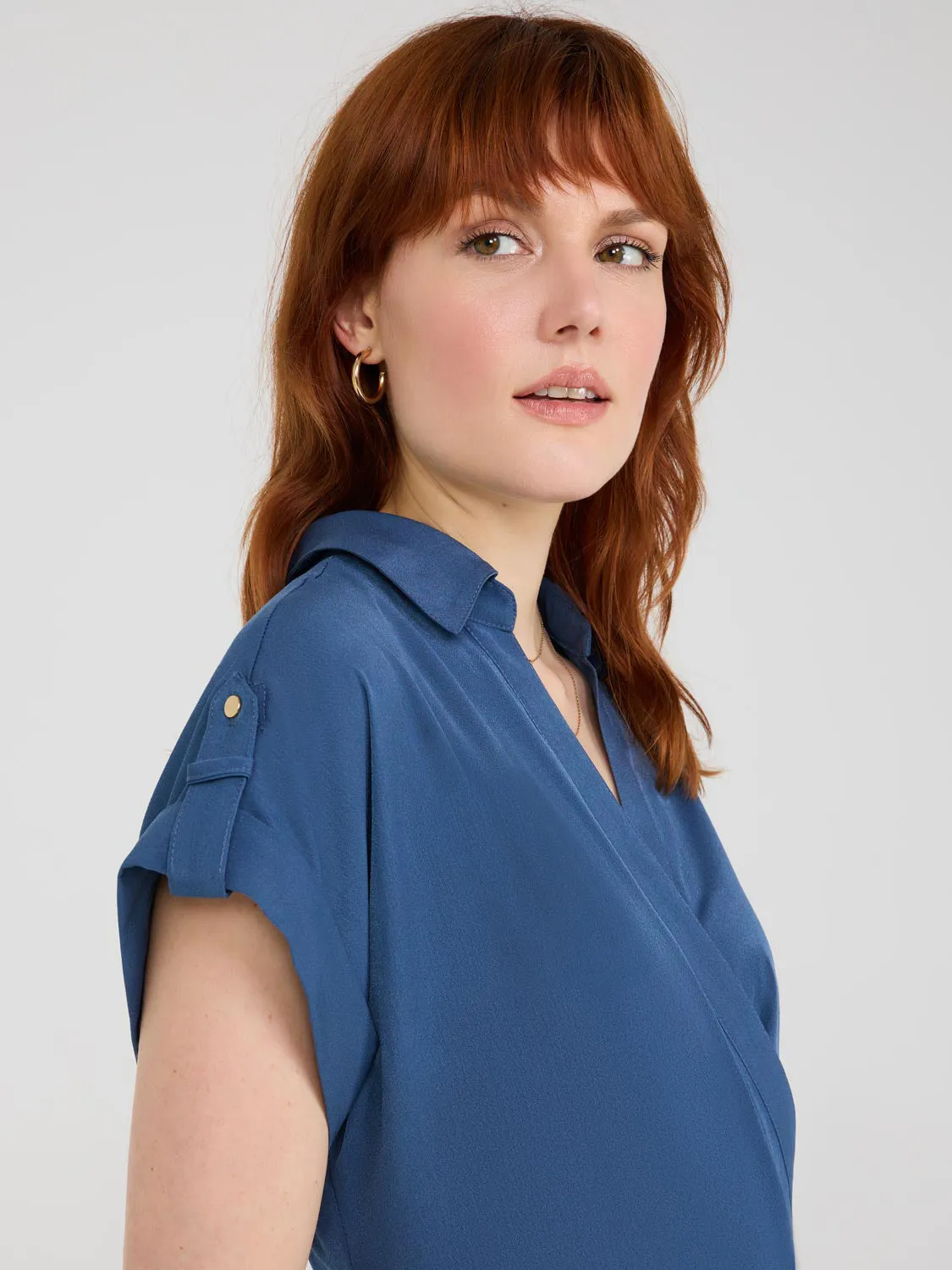 Collared Crossover Midi Dress holiday party