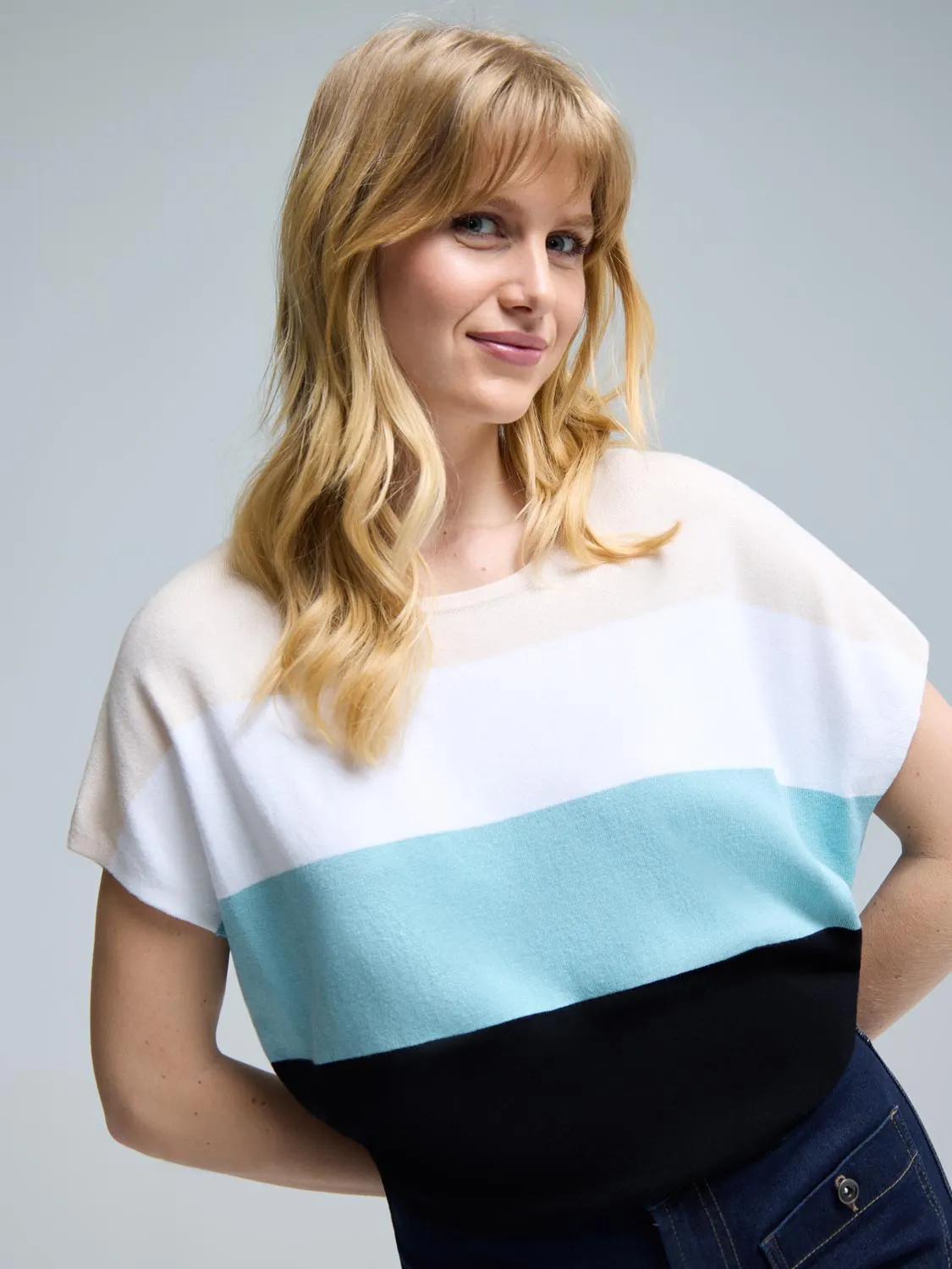Colour Block Crew Neck Light Sweater Active Life