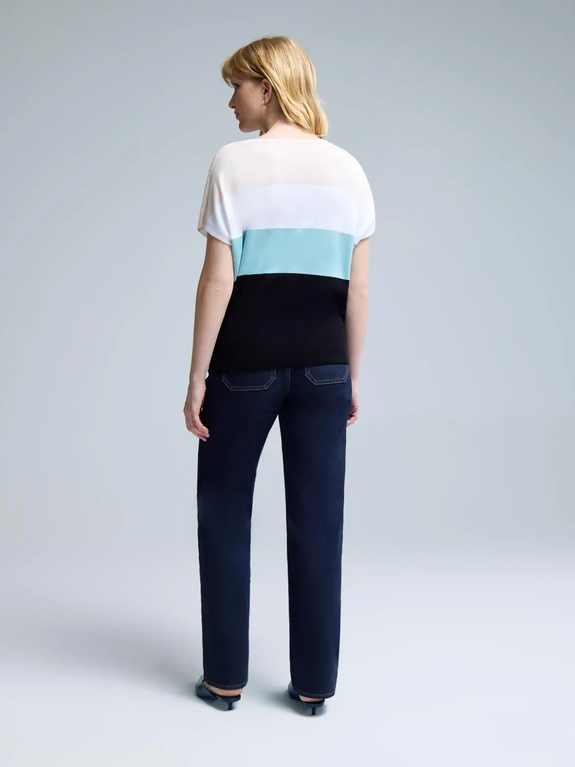 Colour Block Crew Neck Light Sweater Body Positive
