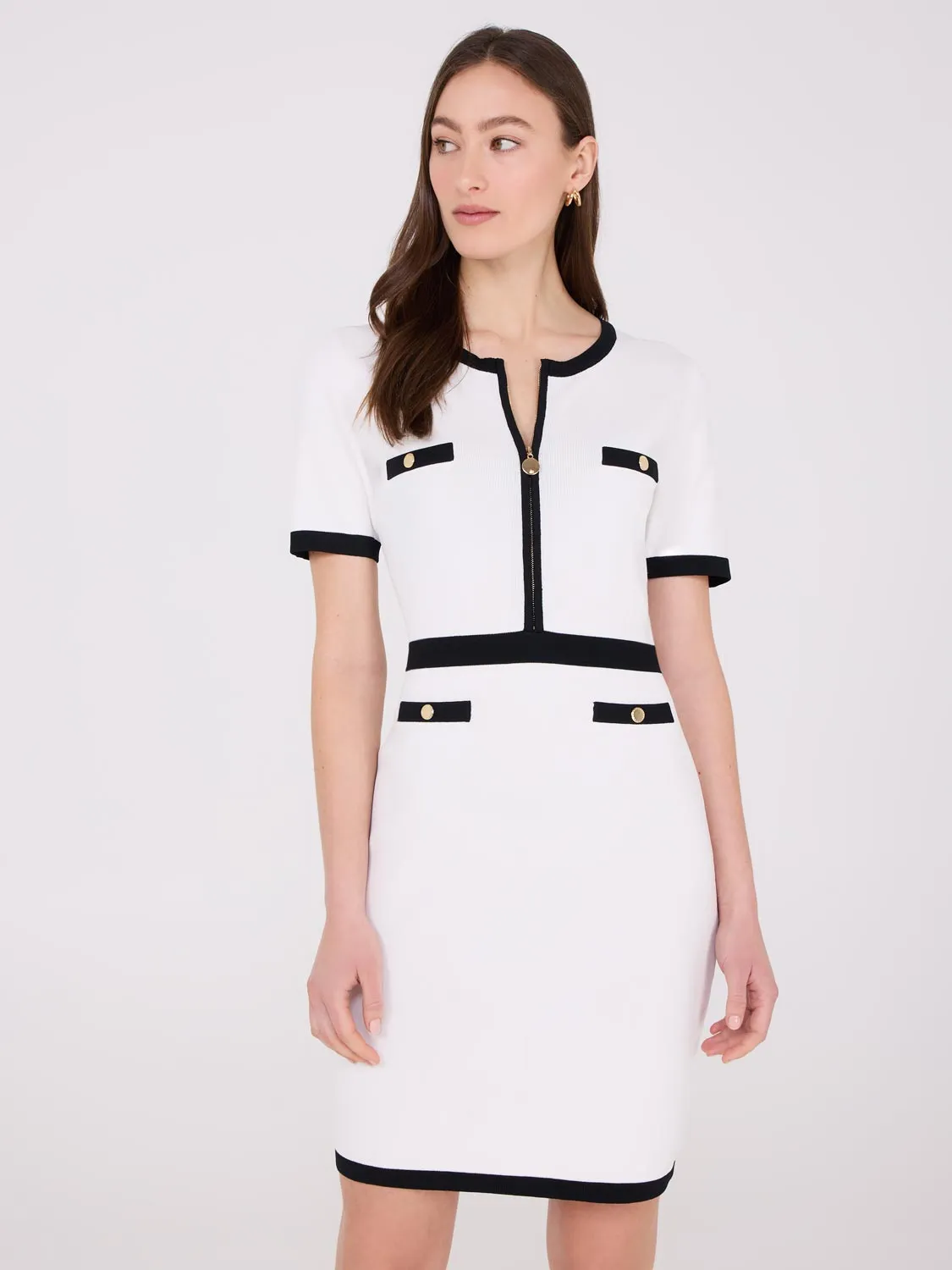 Colour Block Fit & Flare Sweater Dress youthful vibe