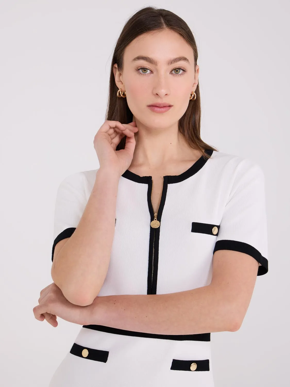Colour Block Fit & Flare Sweater Dress layered wear