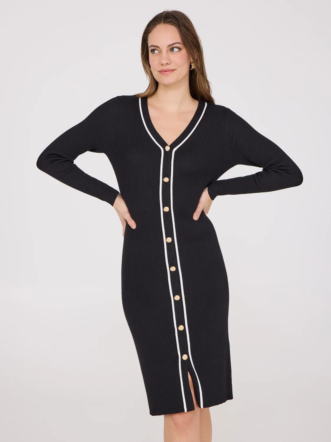 Contrast Piping Midi Sweater Dress business negotiation